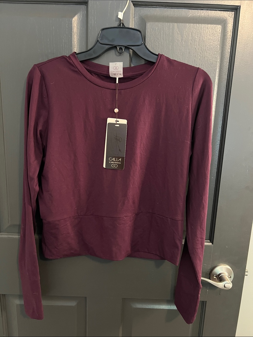 NWT Calia purple Long-Sleeve Women's Top. Body breeze moisture wicking. Size L